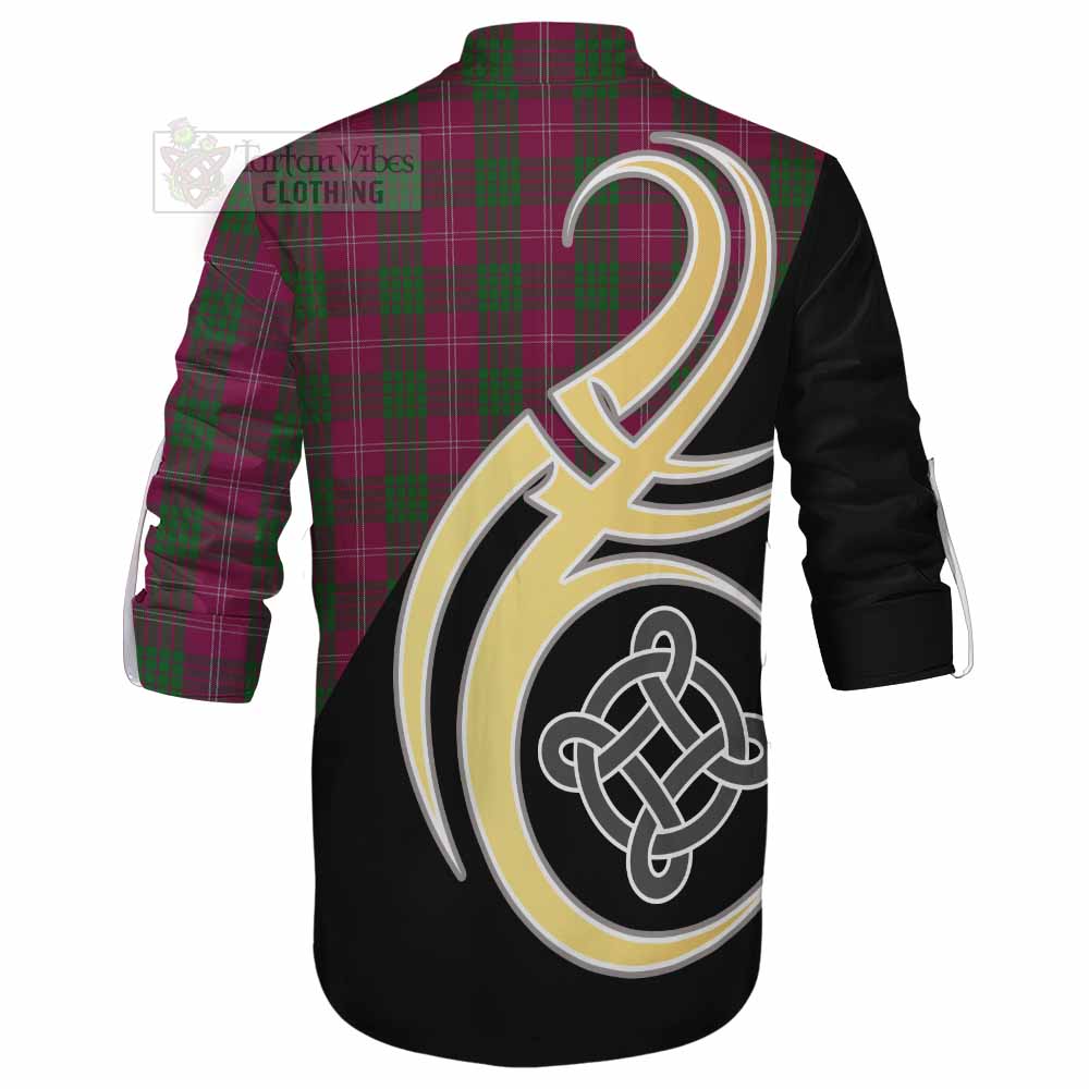 Tartan Vibes Clothing Crawford Tartan Ghillie Kilt Shirt with Family Crest and Celtic Symbol Style