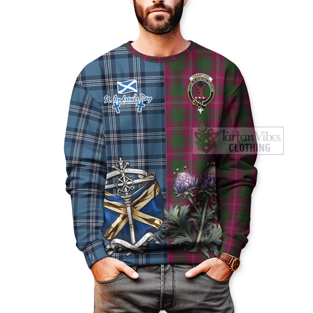 Tartan Vibes Clothing Crawford Tartan Sweatshirt Happy St. Andrew's Day Half Tartan Style