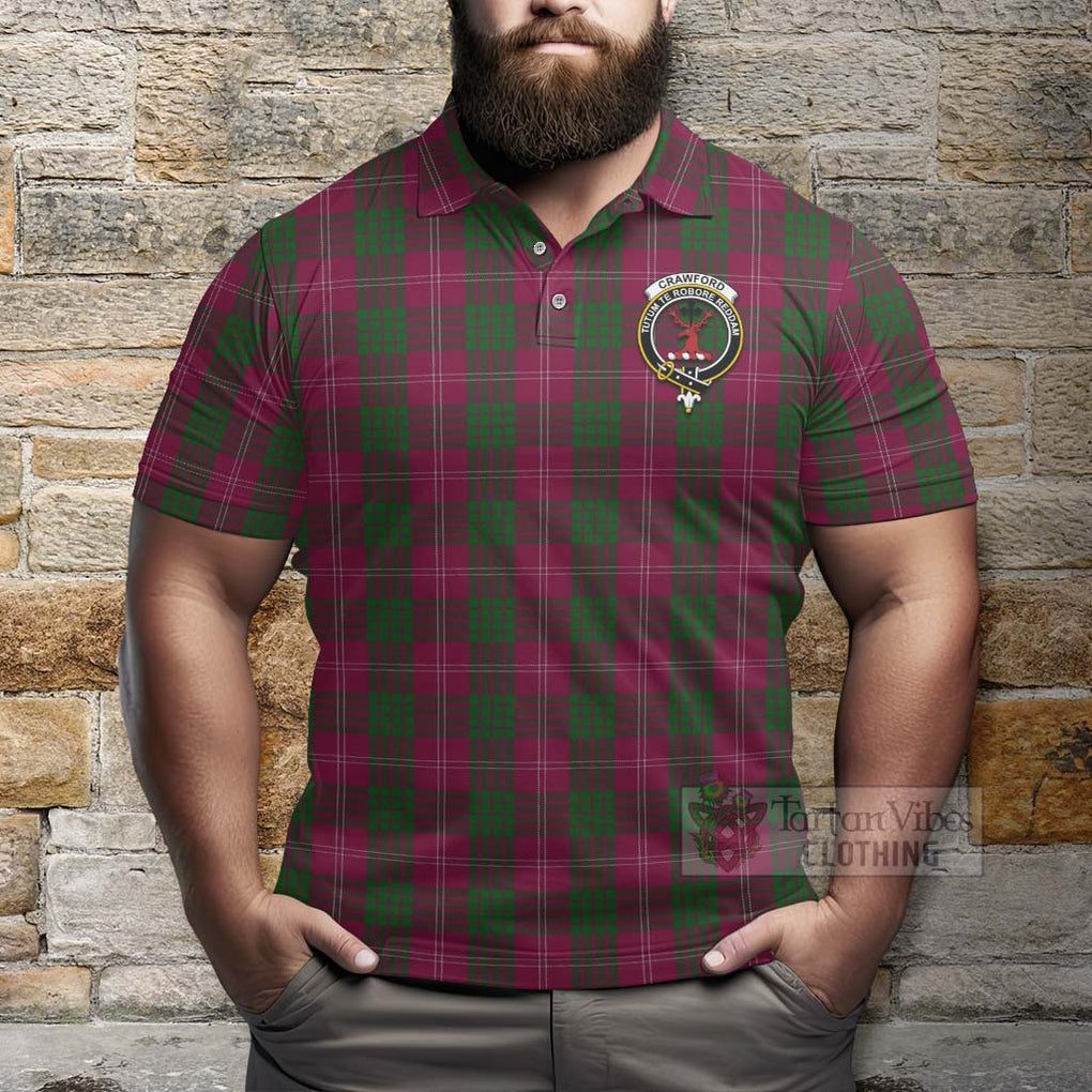 Tartan Vibes Clothing Crawford Tartan Polo Shirt with Family Crest Celtic Skull Style