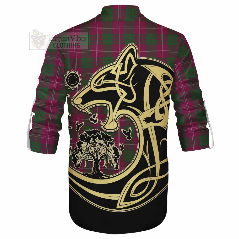 Tartan Vibes Clothing Crawford Tartan Ghillie Kilt Shirt with Family Crest Celtic Wolf Style