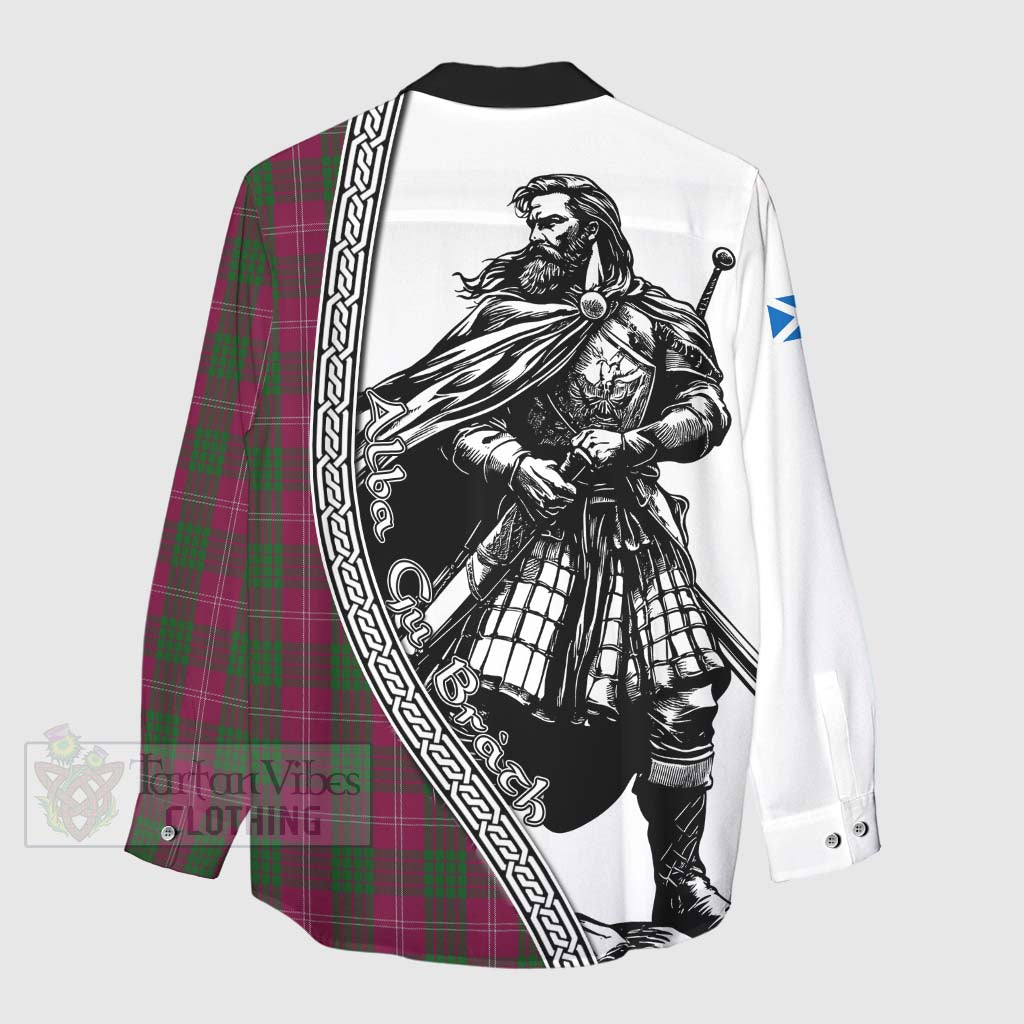 Tartan Vibes Clothing Crawford Tartan Clan Crest Women's Casual Shirt with Highlander Warrior Celtic Style