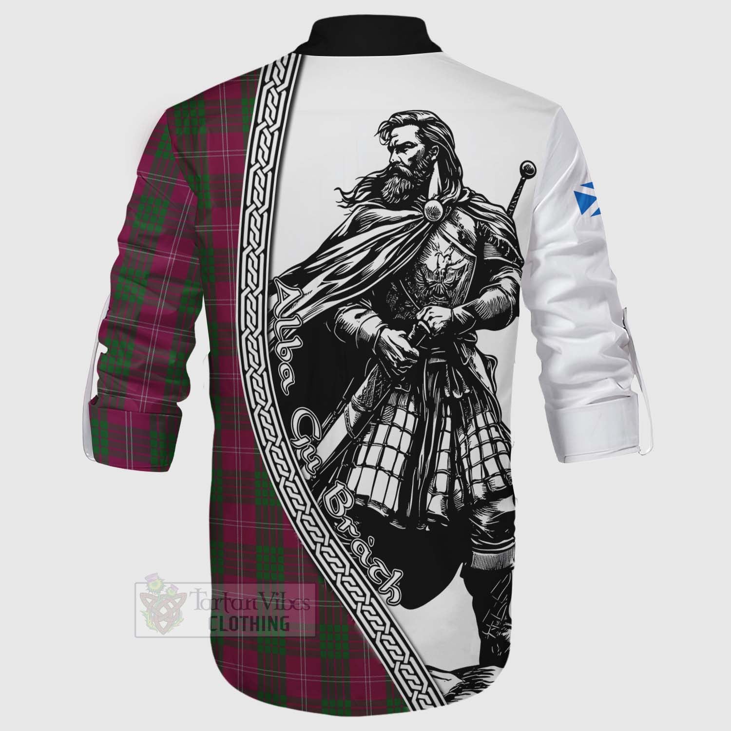 Tartan Vibes Clothing Crawford Tartan Clan Crest Ghillie Kilt Shirt with Highlander Warrior Celtic Style