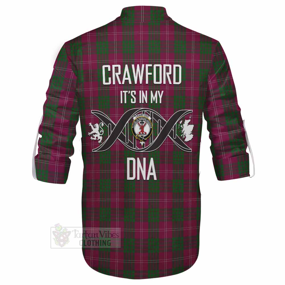 Tartan Vibes Clothing Crawford Tartan Ghillie Kilt Shirt with Family Crest DNA In Me Style