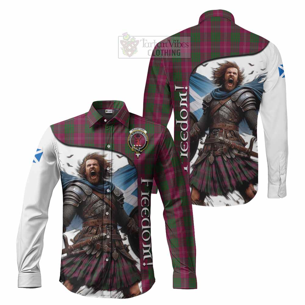 Tartan Vibes Clothing Crawford Crest Tartan Long Sleeve Button Shirt Inspired by the Freedom of Scottish Warrior