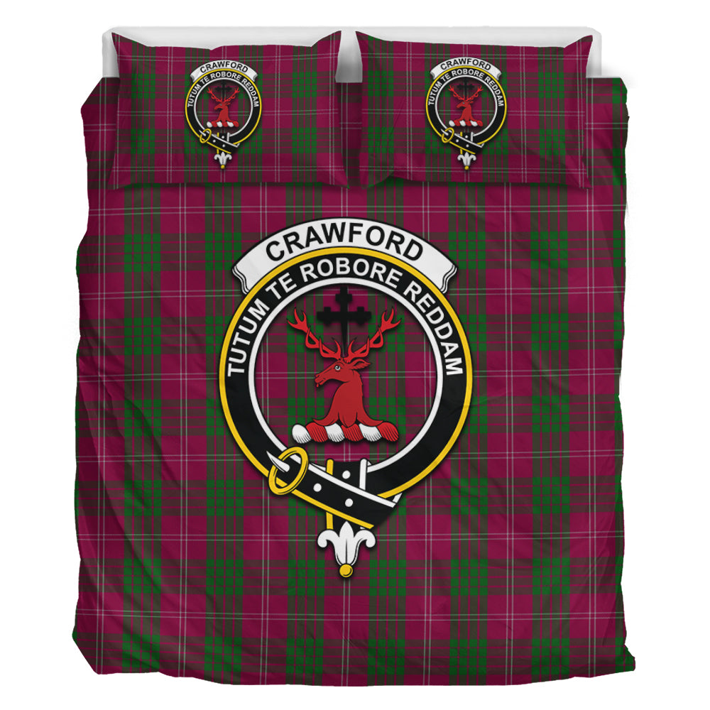 Crawford Tartan Bedding Set with Family Crest - Tartan Vibes Clothing