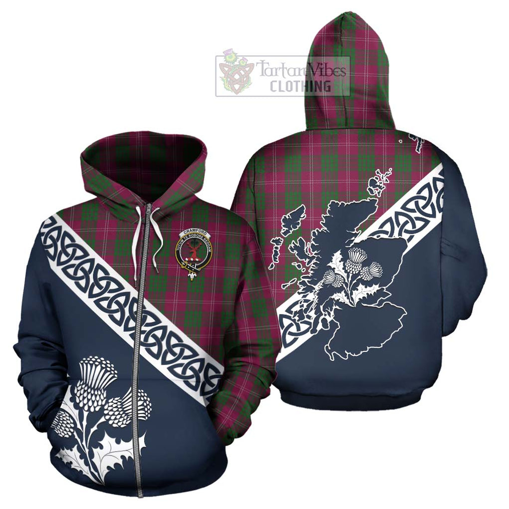 Tartan Vibes Clothing Crawford Tartan Hoodie Featuring Thistle and Scotland Map