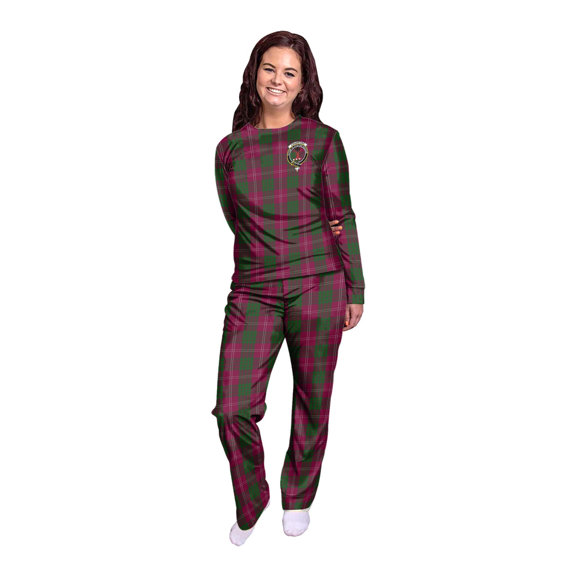 Crawford Tartan Pajamas Family Set with Family Crest - Tartanvibesclothing