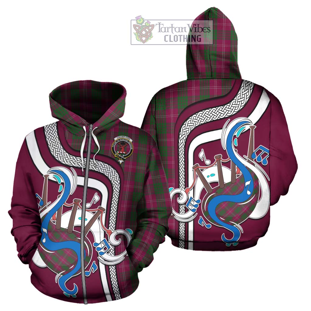 Tartan Vibes Clothing Crawford Tartan Hoodie with Epic Bagpipe Style