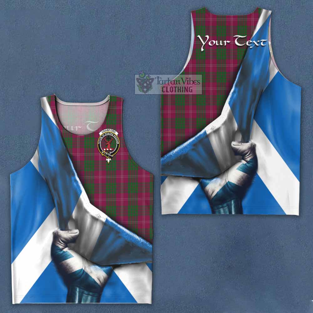 Tartan Vibes Clothing Crawford Tartan Men's Tank Top with Family Crest Scotland Patriotic Style