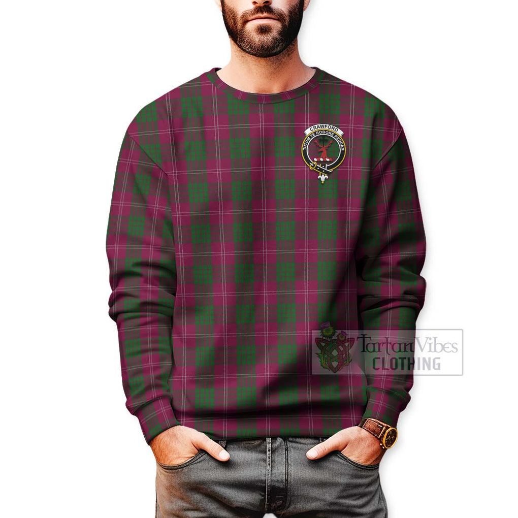 Tartan Vibes Clothing Crawford Tartan Sweatshirt with Family Crest Celtic Skull Style