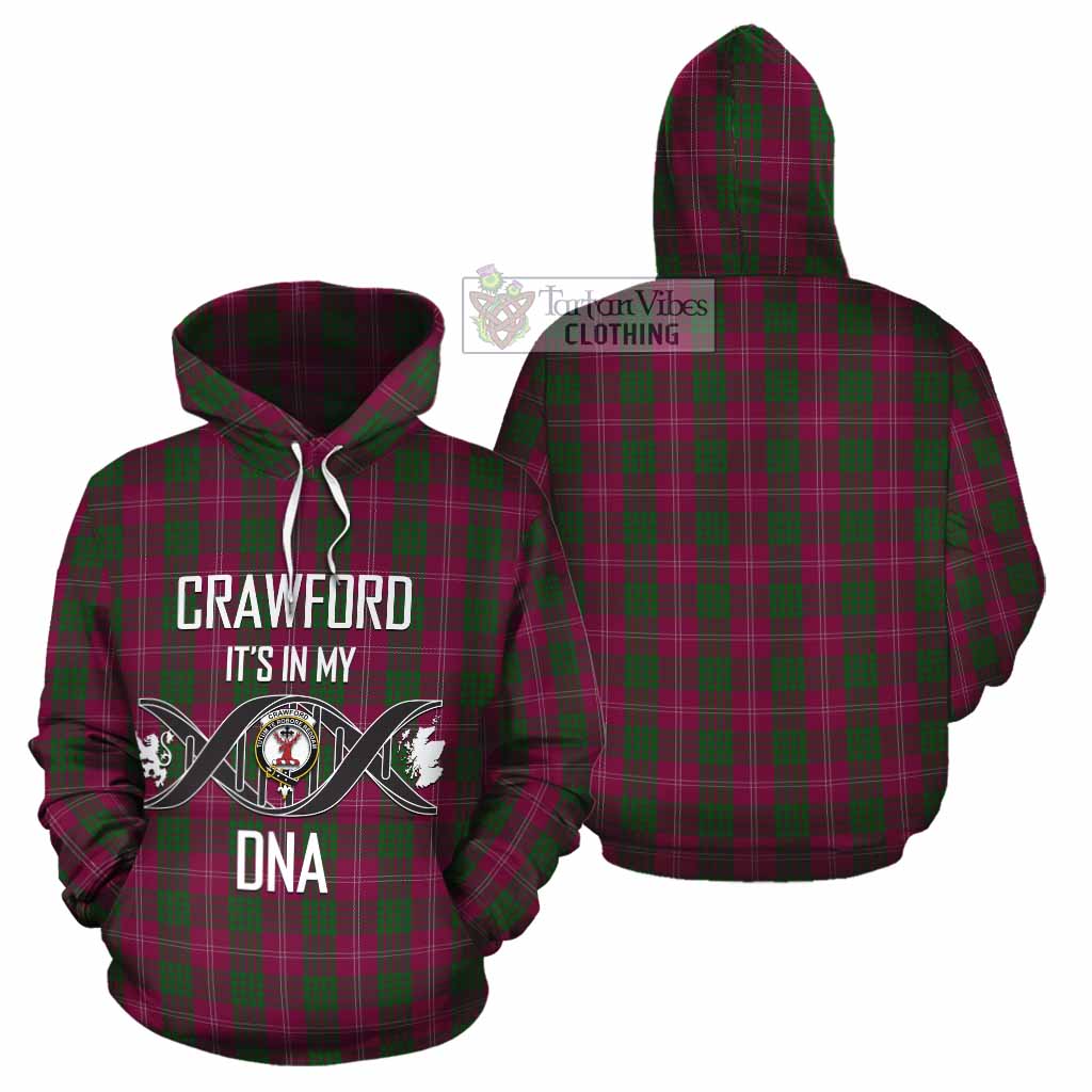 Tartan Vibes Clothing Crawford Tartan Cotton Hoodie with Family Crest DNA In Me Style