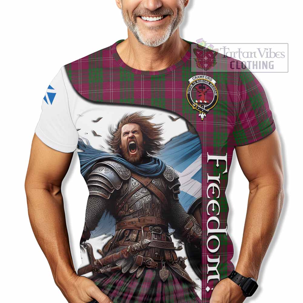 Crawford Crest Tartan T-Shirt Inspired by the Freedom of Scottish Warrior