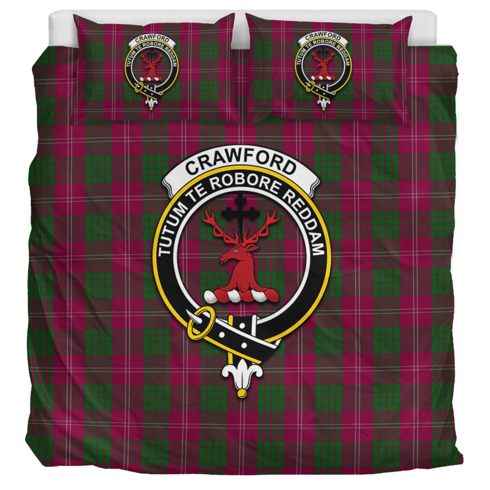 Crawford Tartan Bedding Set with Family Crest UK Bedding Set UK Super King 104*94 inch - Tartan Vibes Clothing