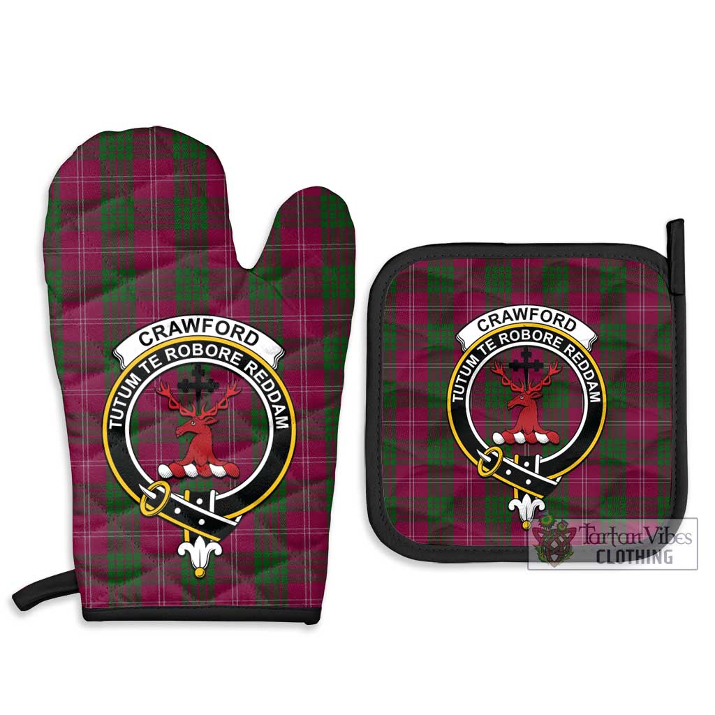 Tartan Vibes Clothing Crawford Tartan Combo Oven Mitt & Pot-Holder with Family Crest