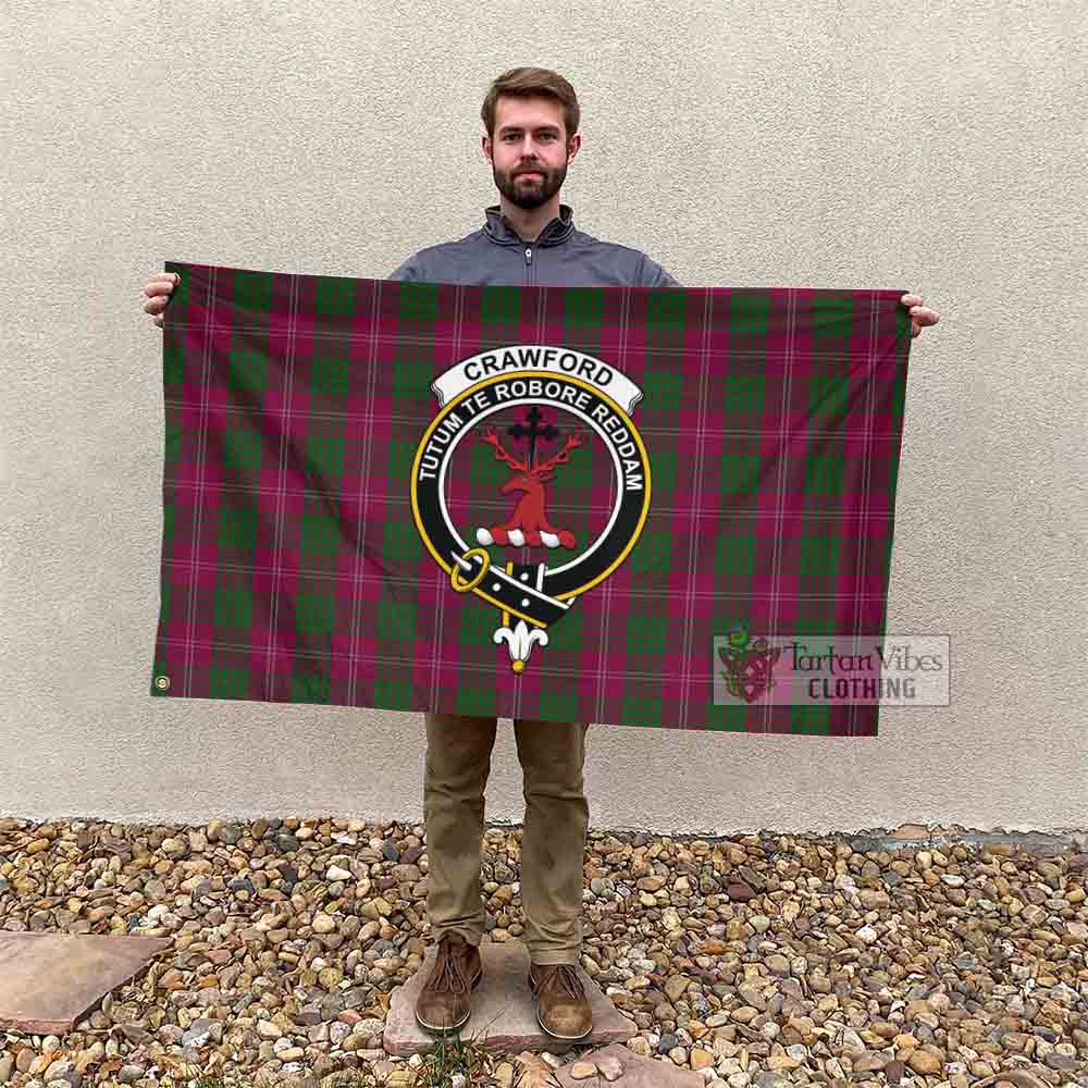 Tartan Vibes Clothing Crawford Tartan House Flag with Family Crest