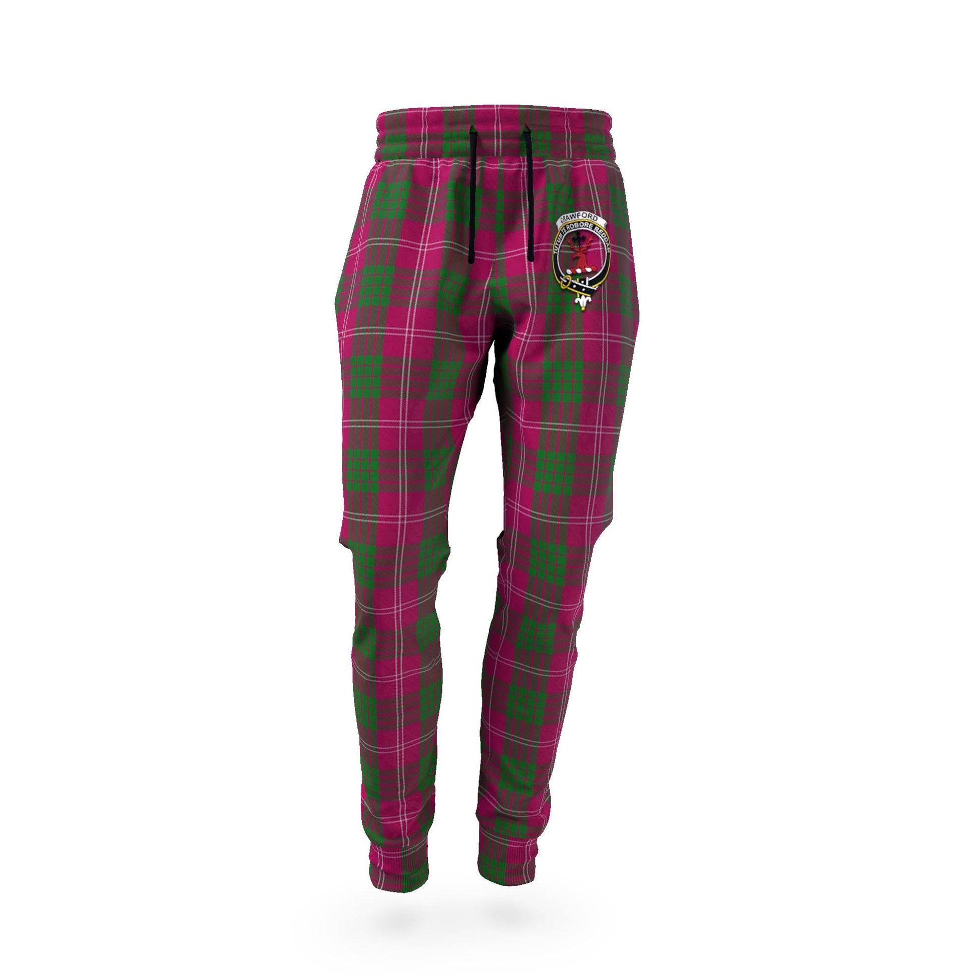 Crawford Tartan Joggers Pants with Family Crest - Tartan Vibes Clothing