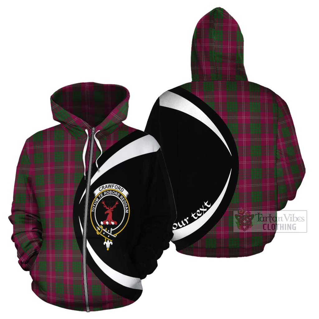 Tartan Vibes Clothing Crawford Tartan Cotton Hoodie with Family Crest Circle Style