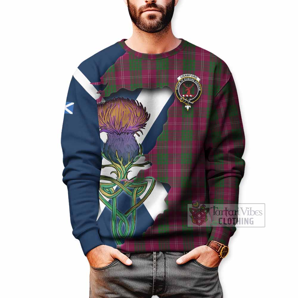 Crawford Tartan Family Crest Sweatshirt Scottish Thistle Celtic Inspired - Tartan Vibes Clothing