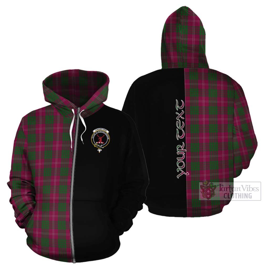 Tartan Vibes Clothing Crawford Tartan Cotton Hoodie with Family Crest and Half Of Me Style