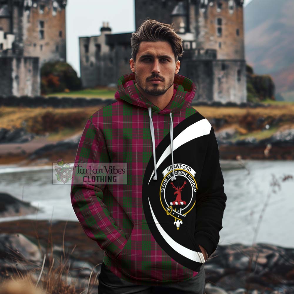 Tartan Vibes Clothing Crawford Tartan Cotton Hoodie with Family Crest Circle Style