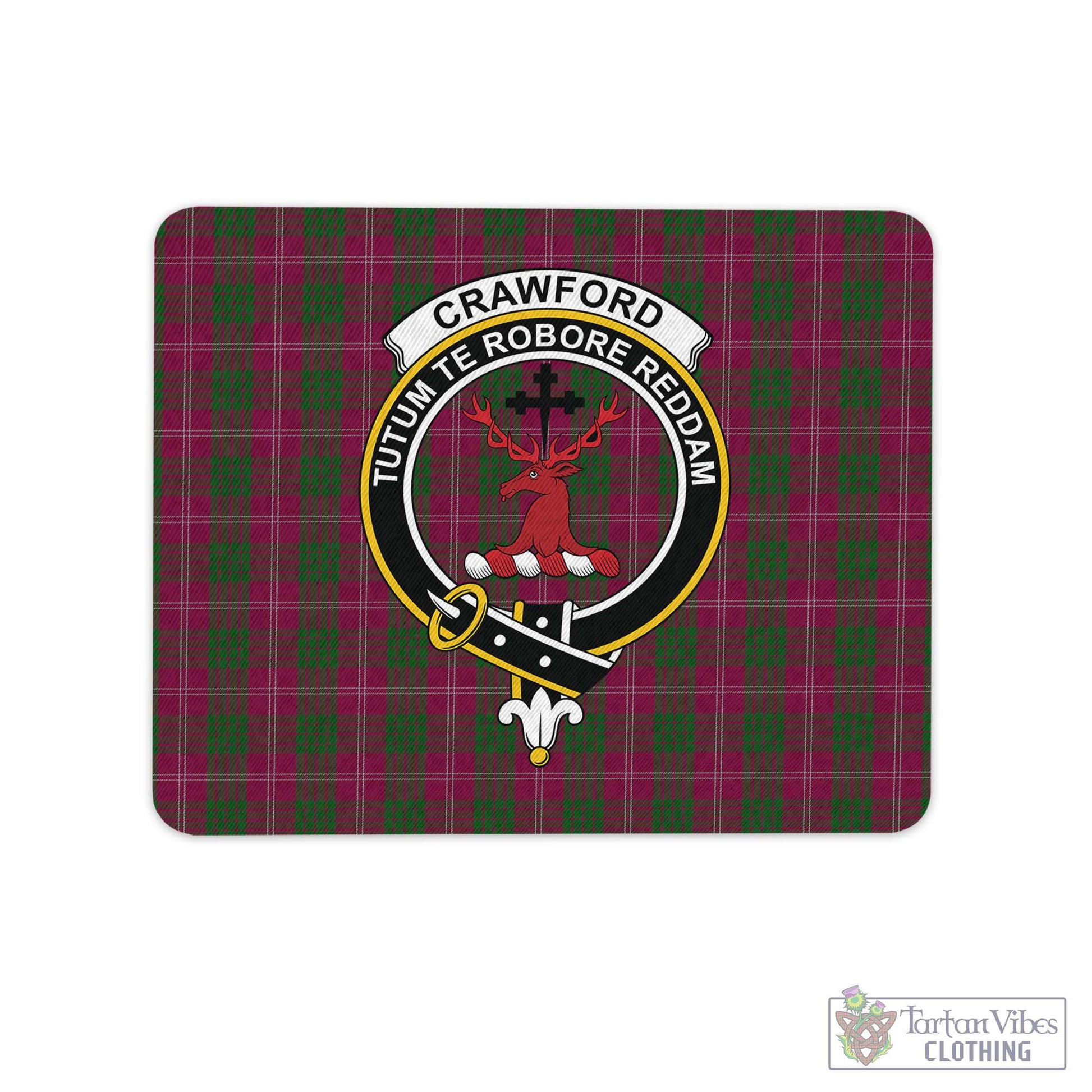 Tartan Vibes Clothing Crawford Tartan Mouse Pad with Family Crest