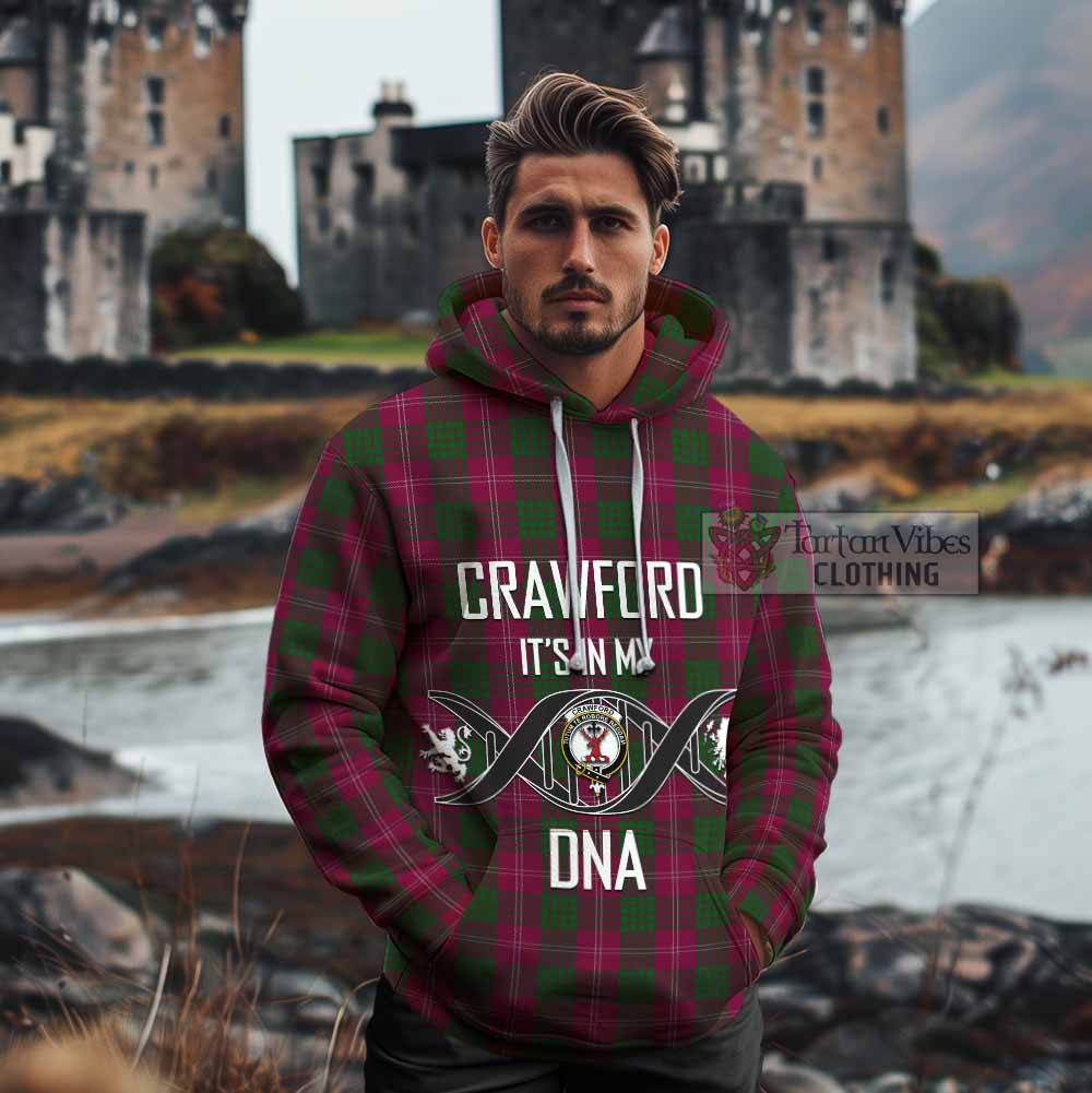 Tartan Vibes Clothing Crawford Tartan Cotton Hoodie with Family Crest DNA In Me Style