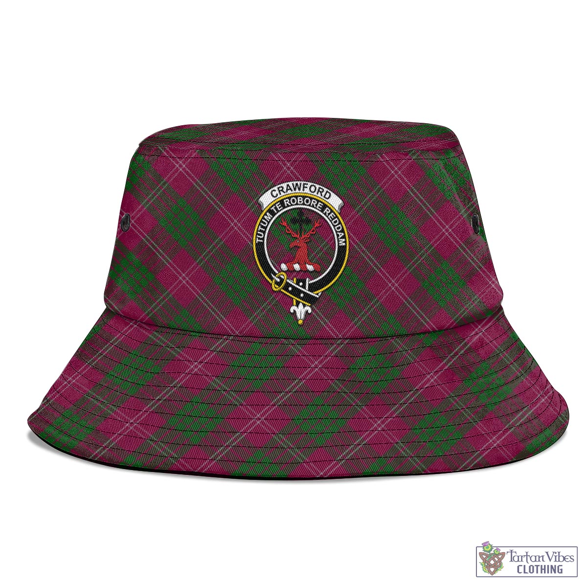 Tartan Vibes Clothing Crawford Tartan Bucket Hat with Family Crest