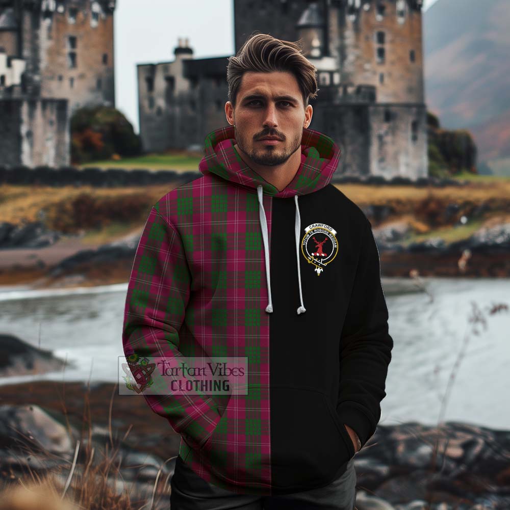 Tartan Vibes Clothing Crawford Tartan Cotton Hoodie with Family Crest and Half Of Me Style