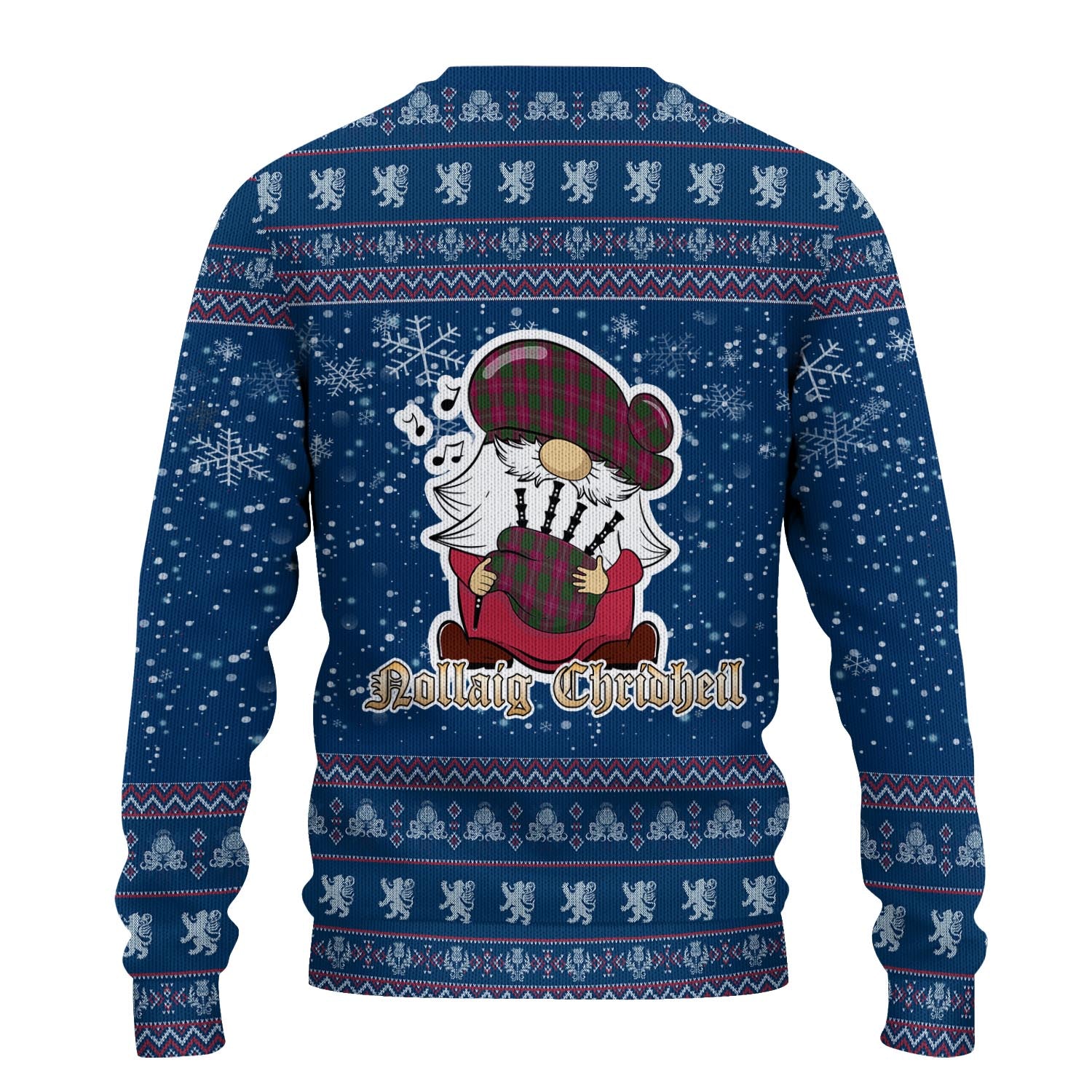 Crawford Clan Christmas Family Knitted Sweater with Funny Gnome Playing Bagpipes - Tartanvibesclothing
