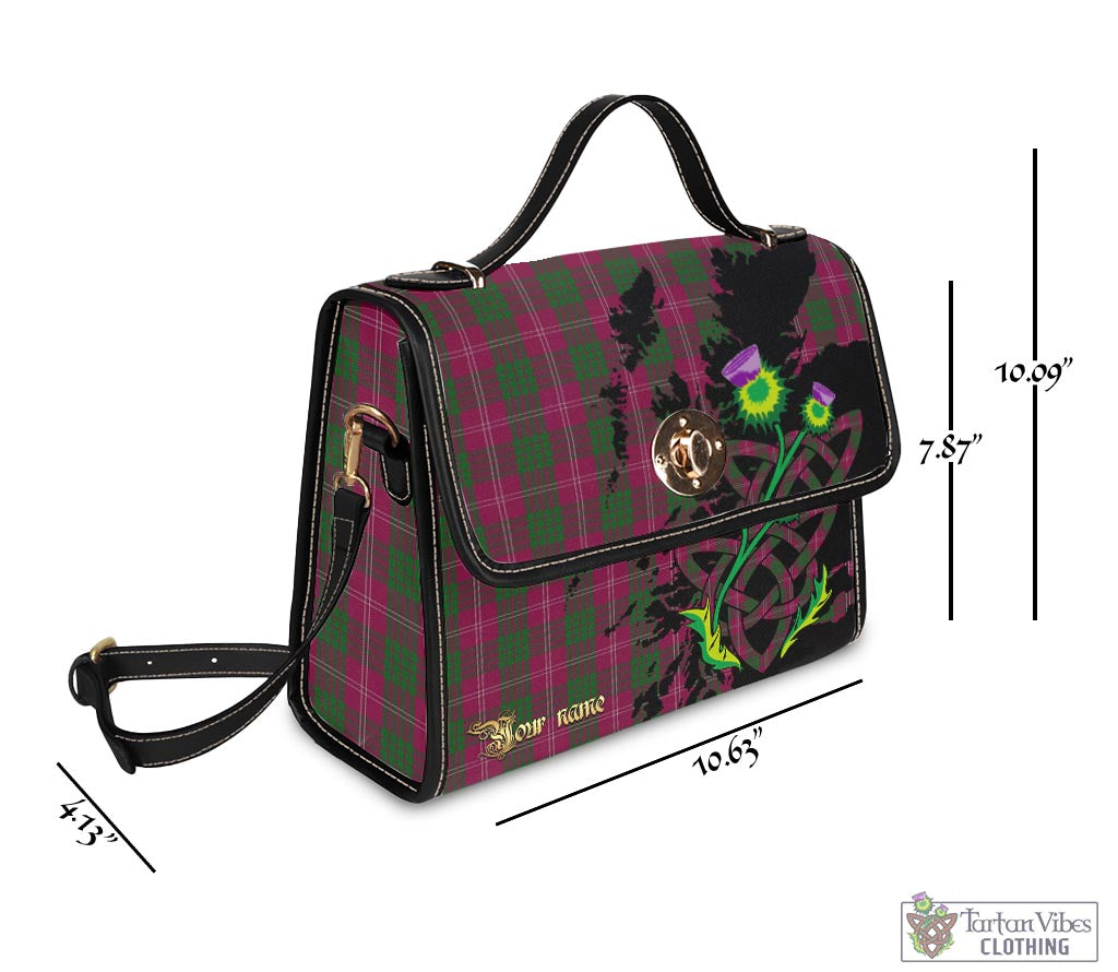 Tartan Vibes Clothing Crawford Tartan Waterproof Canvas Bag with Scotland Map and Thistle Celtic Accents