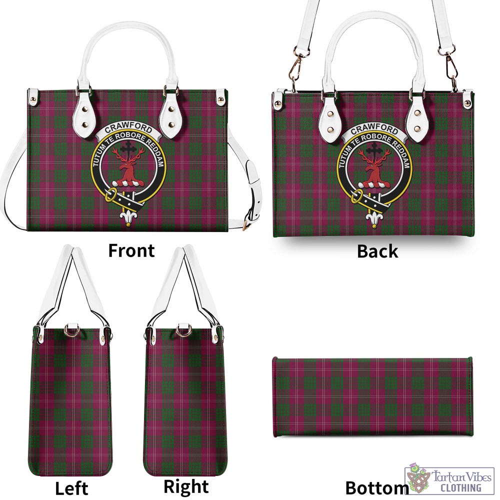 Tartan Vibes Clothing Crawford Tartan Luxury Leather Handbags with Family Crest