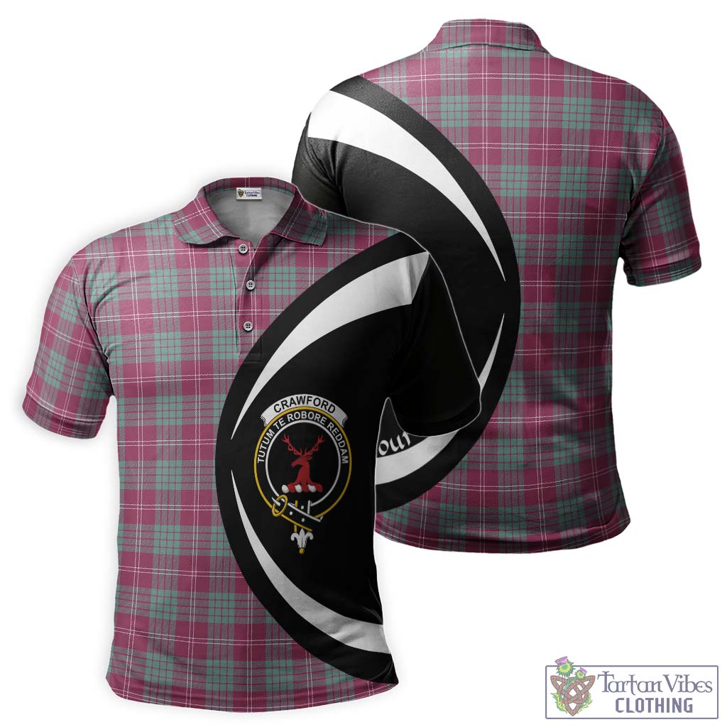 Tartan Vibes Clothing Crawford Ancient Tartan Men's Polo Shirt with Family Crest Circle Style