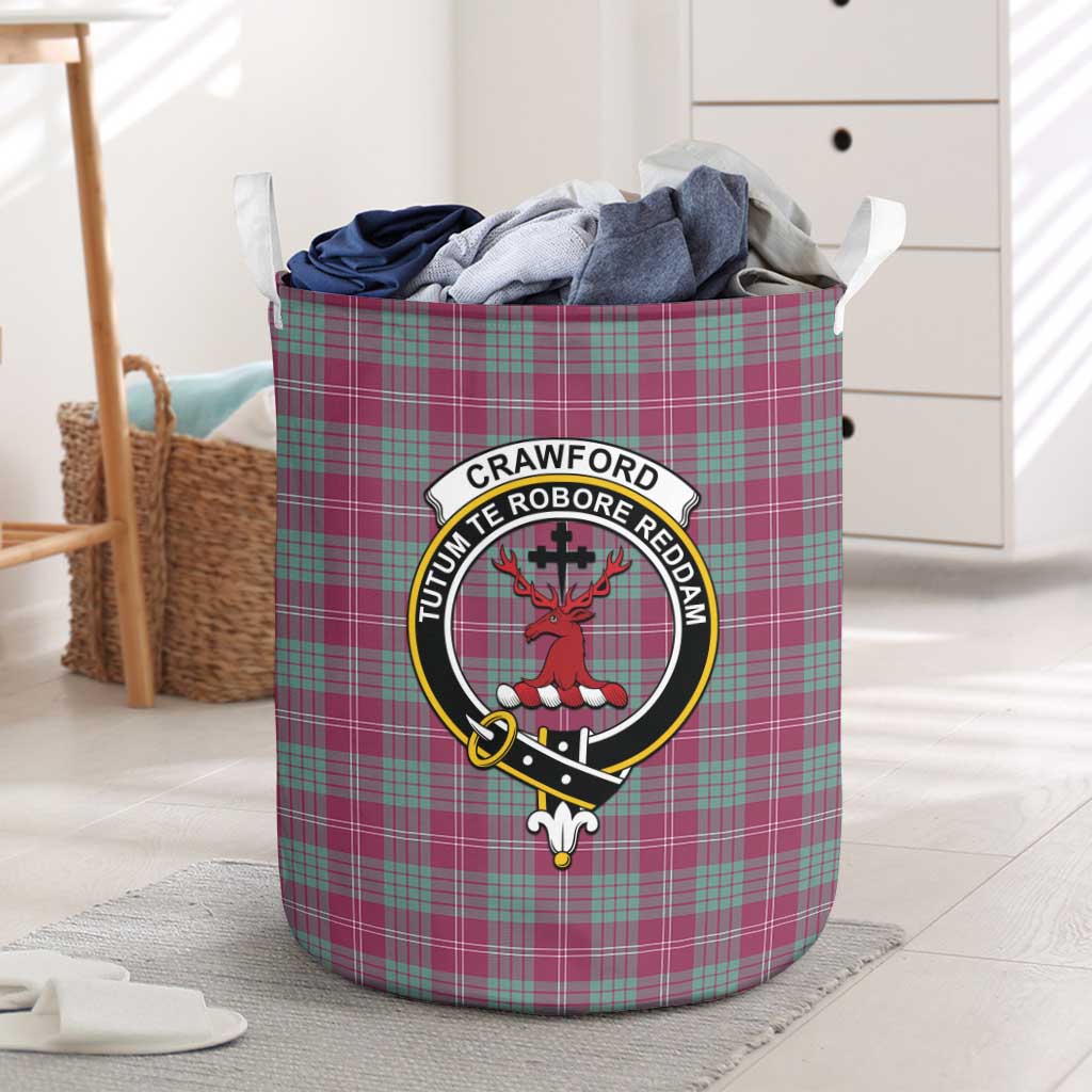 Tartan Vibes Clothing Crawford Ancient Tartan Laundry Basket with Family Crest