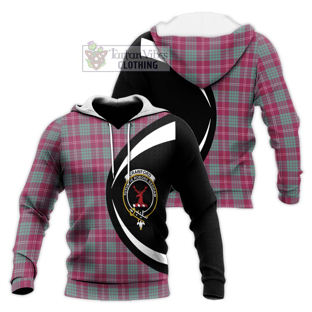 Tartan Vibes Clothing Crawford Ancient Tartan Knitted Hoodie with Family Crest Circle Style