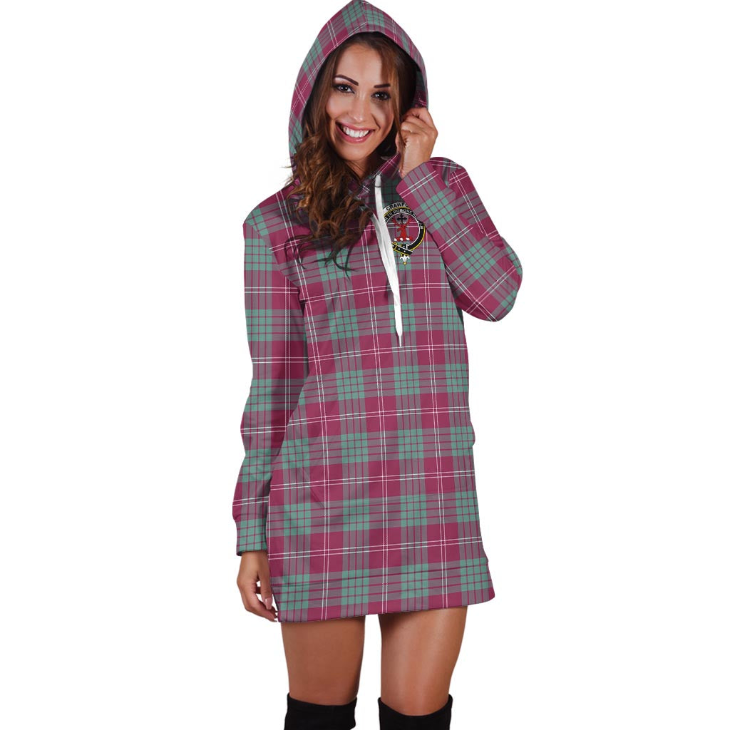 Crawford Ancient Tartan Hoodie Dress with Family Crest - Tartanvibesclothing