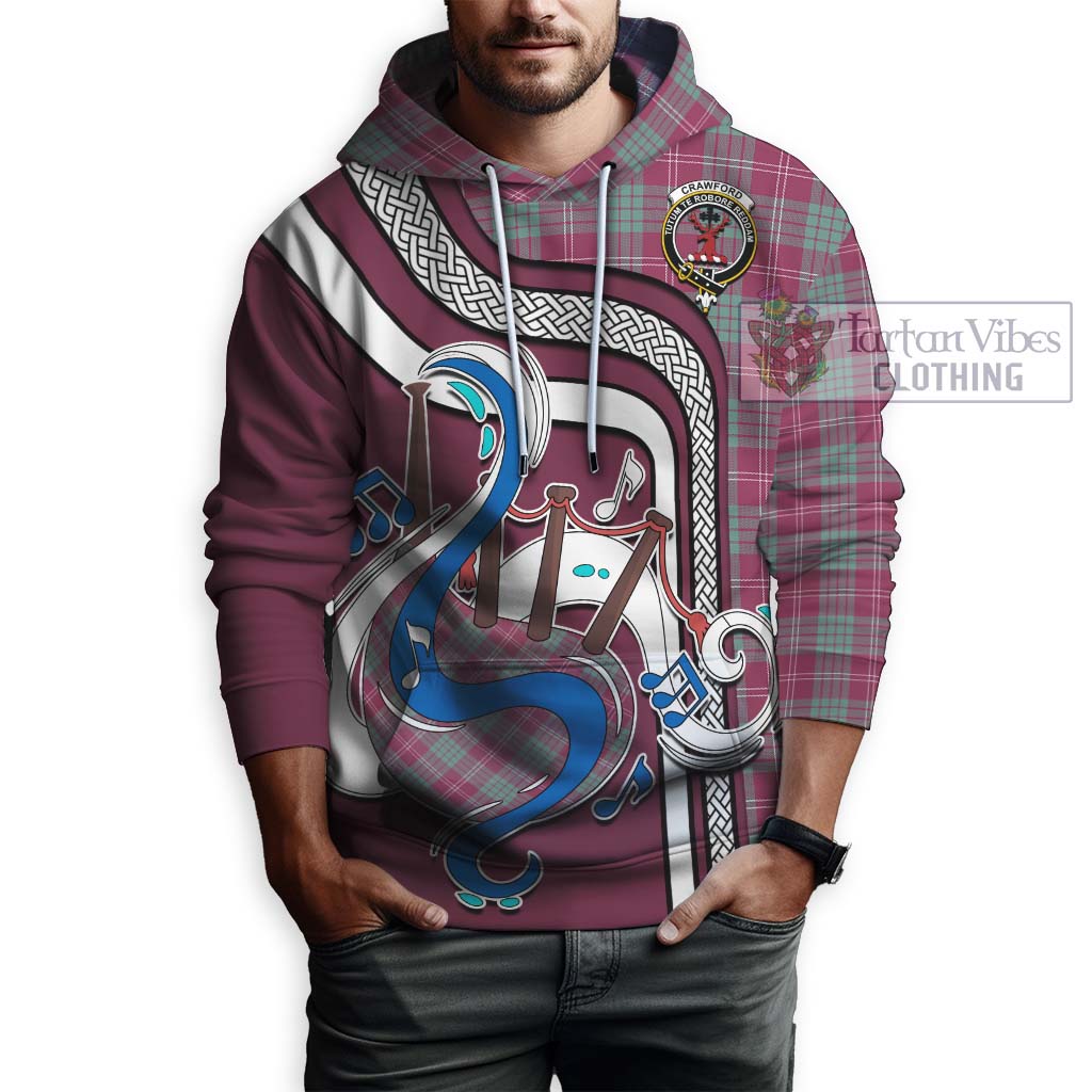 Tartan Vibes Clothing Crawford Ancient Tartan Hoodie with Epic Bagpipe Style