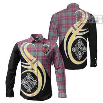 Crawford Ancient Tartan Long Sleeve Button Shirt with Family Crest and Celtic Symbol Style