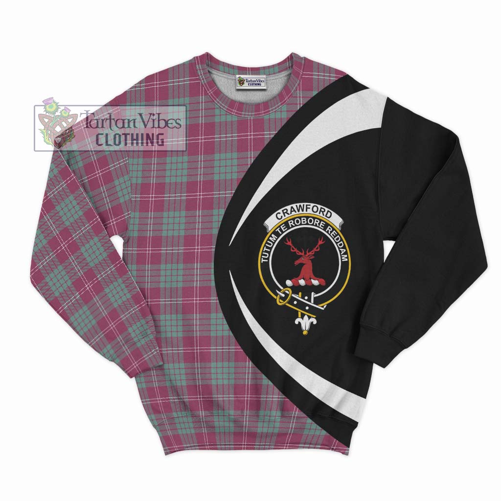 Tartan Vibes Clothing Crawford Ancient Tartan Sweatshirt with Family Crest Circle Style