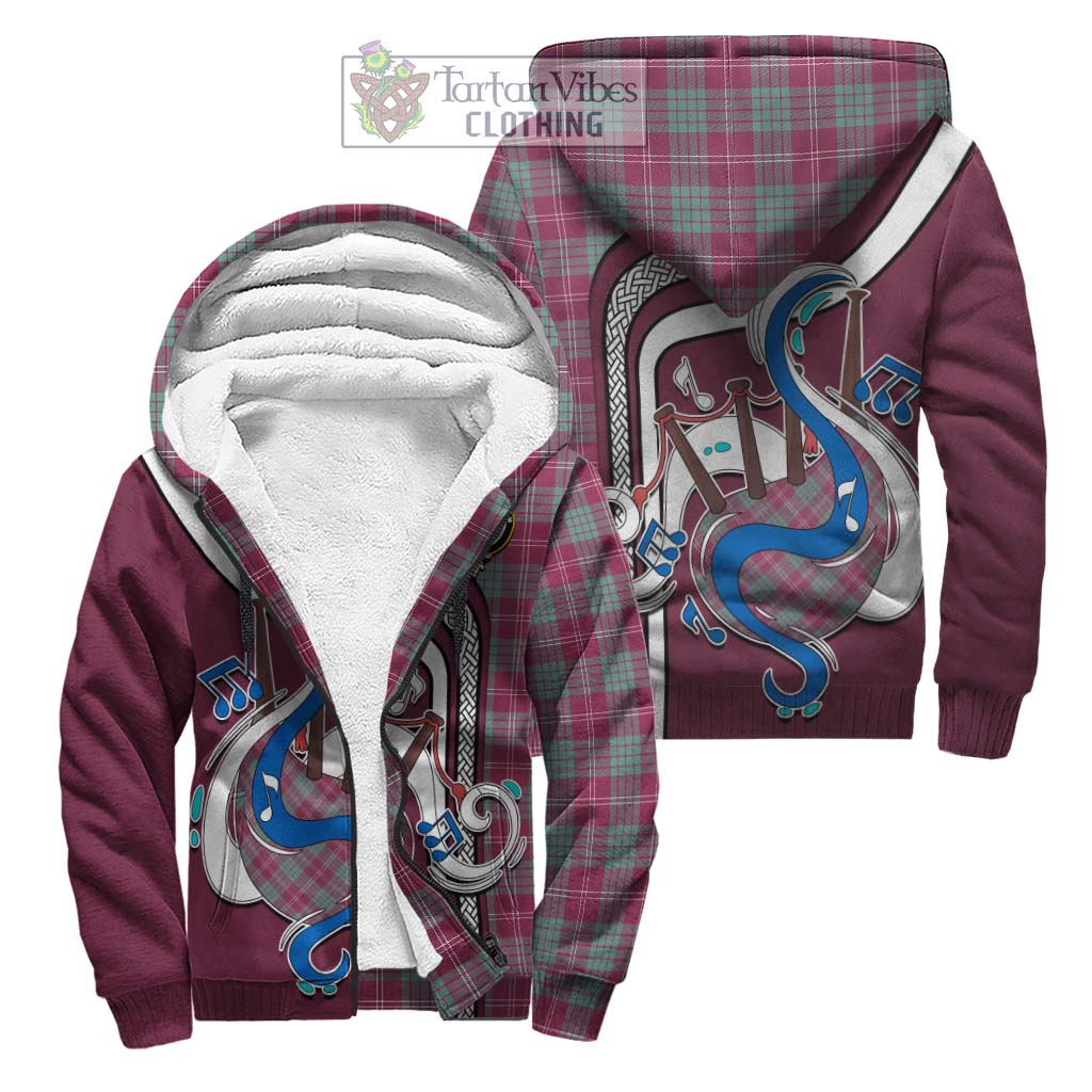 Tartan Vibes Clothing Crawford Ancient Tartan Sherpa Hoodie with Epic Bagpipe Style