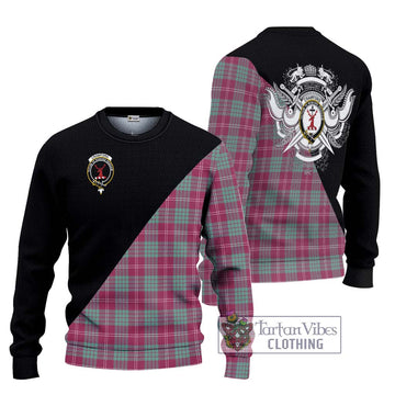 Crawford Ancient Tartan Knitted Sweater with Family Crest and Military Logo Style