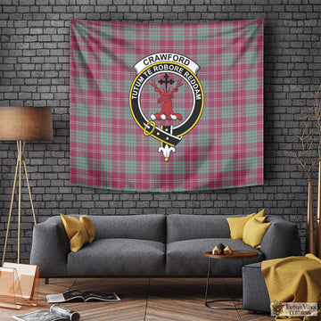 Crawford Ancient Tartan Tapestry Wall Hanging and Home Decor for Room with Family Crest