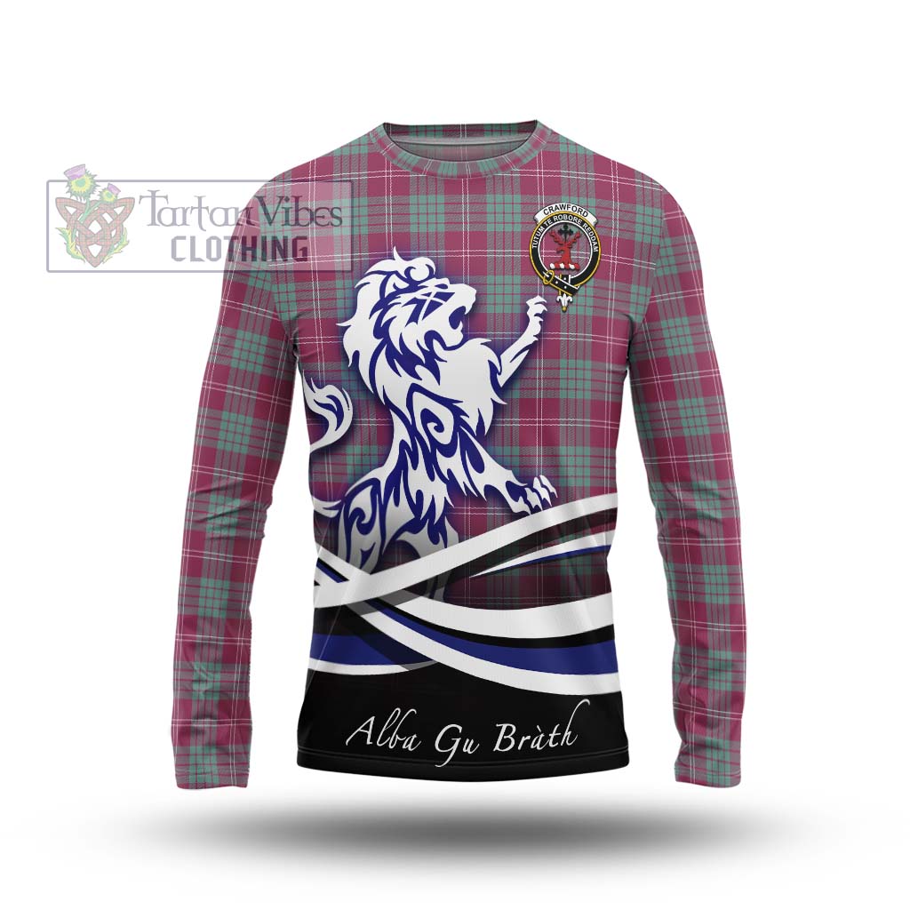 Tartan Vibes Clothing Crawford Ancient Tartan Long Sleeve T-Shirt with Alba Gu Brath Regal Lion Emblem