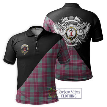 Crawford Ancient Tartan Polo Shirt with Family Crest and Military Logo Style