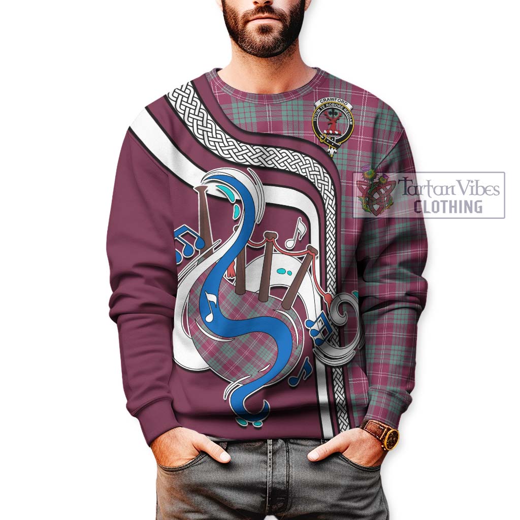 Tartan Vibes Clothing Crawford Ancient Tartan Sweatshirt with Epic Bagpipe Style