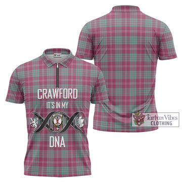 Crawford Ancient Tartan Zipper Polo Shirt with Family Crest DNA In Me Style