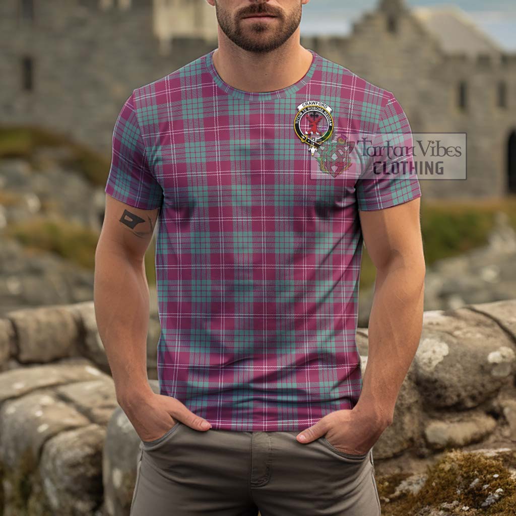 Tartan Vibes Clothing Crawford Ancient Tartan Cotton T-Shirt with Family Crest