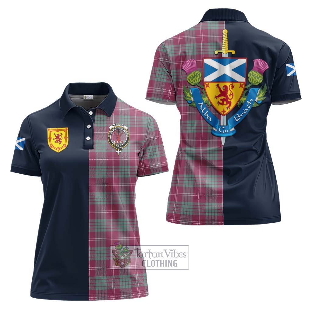 Tartan Vibes Clothing Crawford Ancient Tartan Women's Polo Shirt with Scottish Lion Royal Arm Half Style