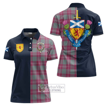 Crawford Ancient Tartan Women's Polo Shirt with Scottish Lion Royal Arm Half Style