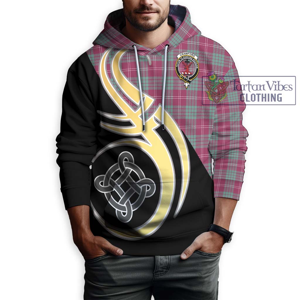 Tartan Vibes Clothing Crawford Ancient Tartan Hoodie with Family Crest and Celtic Symbol Style