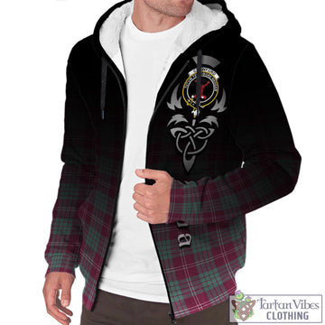 Crawford Ancient Tartan Sherpa Hoodie Featuring Alba Gu Brath Family Crest Celtic Inspired